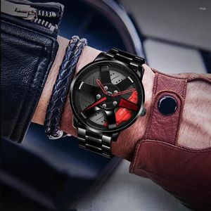 腕時計メンズスポーツウォッチクォーツカジュアル腕時計クリエイティブ3Dホイールリムダイヤルカーファッション高品質