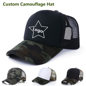 Custom Trucker Hat Curved Snapbacks Adjustable Baseball Caps Military Training Camouflage HatS Adult Men Women