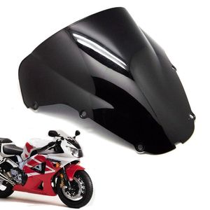 オートバイクリアブラックダブルバブルフロントガラスフロントガラスABSホンダCBR929RR 2000-2001に適しています