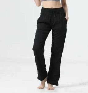 Lulus Yoga Outfits Suit 2023 New Dance Studio Women's Mid Rise Pants Casual Slim and Versatile Business Loudspeaker Wide Legv 922