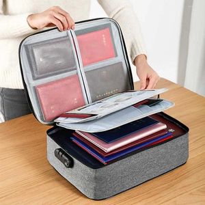 Storage Bags Document Bag Multi-layer Tickets File Passports Moistureproof Zipper Travelling Organizer Briefcase Case With Lock