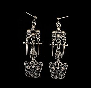 New Fashion Punk Skeleton pendant Big hoops Vintage Silver Gold Skull diamonds Ladies men Hip Hop Ear Studs Designer Jewelry Gift XDL11