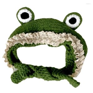 Berets modny wełniany kapelusz moda na żaba Knitted Mandal Beanie Prezent Świąteczny