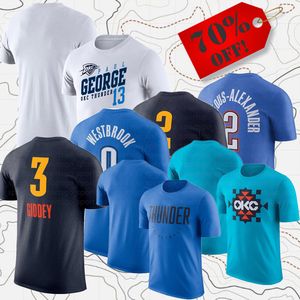 Männer Frauen Marke Fans Basketball Shirts 0 Westbrook 3 Josh Giddey 13 George 2 Shai Gilgeous 7 Chet Holmgren Tops T-Shirts Erwachsene Dame Sport Kurzarm T-Shirt