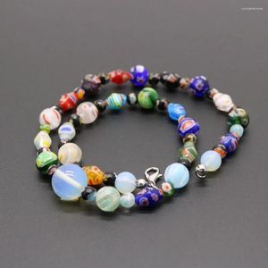 Colares de pingente feitos à mão contas de vidro colar moda diy delicada opala jóias para mulheres meninas