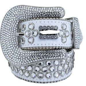 Bling studded crystal fashion diamond bb simon belt Casual woman Leather designer for man Full Water Diamond Hip-hop Style Rap Belt