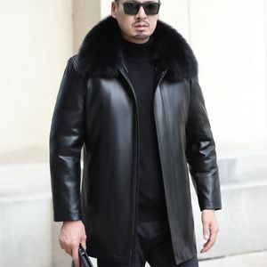 YXL-8902 Winter Men's Genuine Leather Down Jacket White Duck Down Filling Natural Fox Fur Collar Plus Fertilizer Plus Size 231229