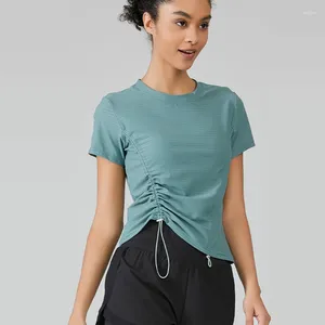 Активные рубашки, летняя женская рубашка для йоги, спортивная футболка с коротким рукавом, дышащая футболка с круглым вырезом для бега, футболка для фитнеса, блузка женская