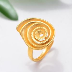 Anéis de casamento Design Etiópia Morning Glory 24k Flor Cor Dourada para Mulheres Meninas Luxuoso Elegante Anel de Noivado Jewelry263w