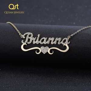 Heart With Personalized Name Necklace & Pendants For Women bling jewelry iced out Initial Choker Custom bling initial necklace Y20295D