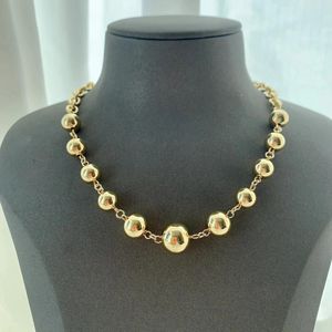 Choker 5Pcs Punk Big Geometric Ball Beads Necklace Women Hip Hop 18K Gold Plated Handmade Round Beaded Link Chain Collar Gifts