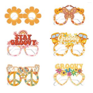 Sunglasses Frames Hippie Themed Retro Paper Glasses Two Groovy Party Funny Colorful Decorative 3D