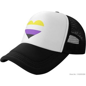 Biner Non Binary Pride Flag Love Heart Hat Transgender LGBT Beyzbol Kapağı Gökkuşağı Gay Pride Denim Cap