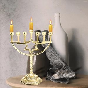 Candle Holders Menorah Holder 7 Branch Jewish Gold Star David Candelabra Hanukkah Holdertick