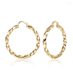 Brincos de argola na moda 18k banhado a ouro cobre redondo grande torção eardrop feminino acessórios de moda festa de casamento presente de aniversário