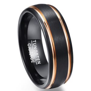 Party Ring Exquisite Rose Gold Side Men Rings Real Tungsten Carbide Wedding Bands Anillos para hombres Male Ring278k