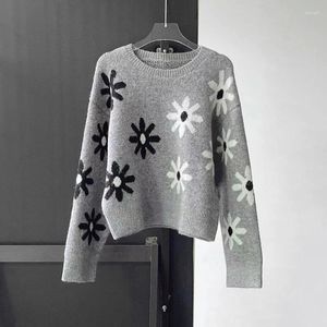 Women's Sweaters Autumn Winter Knitted Sweater Pullover Korean Y2K Crew Neck Loose Fashion Jacquard Sandros Cardigan