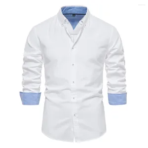 Men's Casual Shirts Mens Autumn Cotton Slim Fit Oxford Long Sleeve Button Social Business Tops Versatile Fashion Simple Male