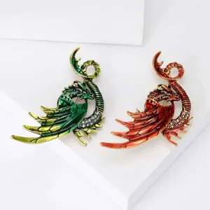 Broszki Dmari Women Vintage Enamel Dragon Lapel Pin Projektant Luksusowe biżuterię Party School Office Ubranie