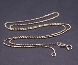 Kedjor äkta AU750 Pure Solid 18k Yellow Gold Chain Women Lucky 1mm många pärlor länkhalsband 2.95 g stämpel