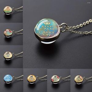 Pendant Necklaces Text Necklace Stay Calm Words Double Sided Glass Always Reminds Friends Of Gifts