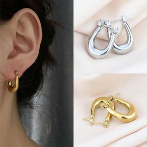 Hoop Earrings Heavy Weight Solid U-shaped French Simple Stainless Steel Plated 18K Colorfast Jewelry For Women