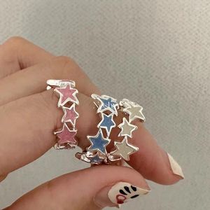Кольца-кластеры Y2K, милый дизайн, розовая звезда, открытие для женщин и девочек, 2024, модные индивидуальные очаровательные украшения с пентаграммой на палец