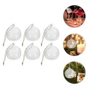 Candle Holders 6 Pcs Hanging Glass Ball Holiday Decoration Tea Lights Holder Tealight Air Christmas Tinner DIY Globe Planter