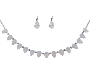 Colares pingentes Moonstone feminino tonificado claro strass cristal lágrima colar brincos conjunto