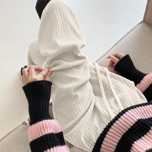 Frauen Hosen 2024 Casual Frauen Lange Fleece Innen Herbst Winter Hohe Taille Breite Bein Verdicken Weibliche Gerade Hosen