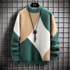 Men's Sweaters Autumn Winter O Neck Kint Pullovers Men Argyle Casaul Sweater Loose Knitted Fashion Streetwear Warm Pullover Man