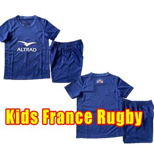 Kids 2022 New Style Frence Super Rugby Jerseys Maillot de Foot Boln Shirt Size 16-26 Top Quality Stest French World Training Shorts 22 23 Child
