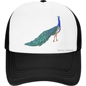 Забавная красивая шляпа дальнобойщика с павлином, очаровательная сетчатая кепка для детей, легкая регулируемая бейсболка Snapback для девочек и мальчиков