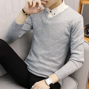 Men's Sweaters 2024 Slim Knitted Cashmere Wool Sweater Men Tops Pullovers Autumn Winter Warm Casual Solid Color V-Neck Full Sleeve M-3XL