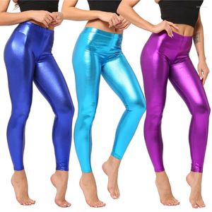 Women's Leggings Faux Leather Pants Women Shiny Metallic Sports Bright Pencil Pant Fitness Fashion Jeggings Candy Color Trousers