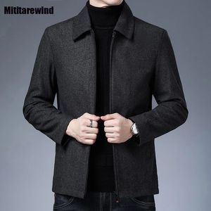 Primavera outono masculino casaco marca negócios causal jaquetas lapela zíper preto jaqueta homem de meia idade moda coreana em outerwears 231229