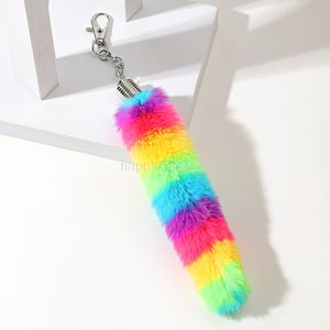 Colorful Fashion Tail Keychains for Women Girls Plush Tail Pendant Key Chains Rings Lovely Fluffy Keyring Charm Bag Gifts