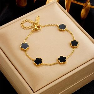 Charm Bracelets XUANYU 4-Color Stainless Steel -Selling Low-Priced Plant Clover Bracelet Shell Lady Temperament Jewelry High-Quality Gift