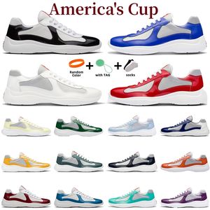 America Cup Men Women Casual Shoes Designer Sneaker Top Patent Leather Flat Trainers Black white Mesh Lace-up Outdoor Comfort Runner Trainer Sneakers size 35-46