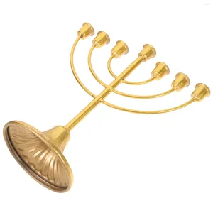 Świecane posiadacze Manukkah Menorah Decor Home Metal Candlestick Household Ornament Siedem dołków Cofnięte żelazo