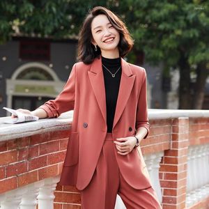 Women's Two Piece Pants Fall/Winter Retro Casual Cropped Suit Wide-leg Set Commuting Solid Color Loose Jacket Trousers Two-piece