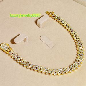 قفل مخصص Iced Out Hiphop 8mm VVS Moissanite Full Diamond Cuban Link Necklace