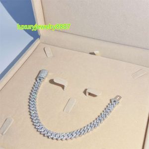 Anpassad av VVS -testning 8mm Moissanite Diamond Cuban Chain Hip Hop Men's Jewelry Ice Out Cuban Link Armband