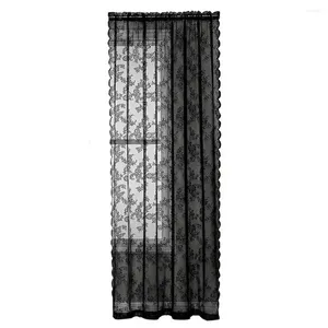 Curtain Simple Tear Resistant Floral Patterned Black Lace Sheer Extra Soft Easy Installation Tulle Home Supplies