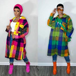 Kadın Ceketler Casaul Kadınlar uzun palto Pocket Ceket ile Renkli Sokak Giyim Kıyafet için Kış Giysileri