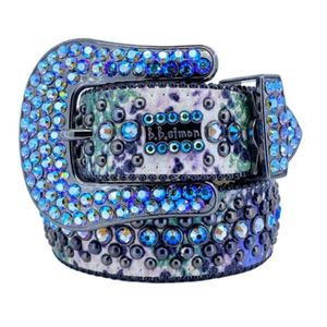 Bling Studded Crystal Fashion Diamond BB Simon Belt Casual Woman Leather Designer för Man New Hip Hop Leather Belt Punk Style Rhinestone Diamond Belt