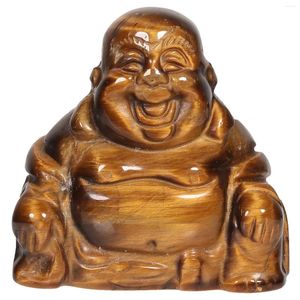 Jewelry Pouches 1.5"Natural Crystal Stone Laughing Buddha Statue Maitreya Sculpture Figurines Table Decoration Home Ornaments