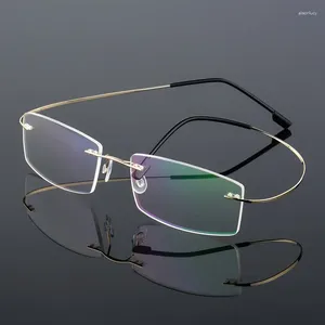 Solglasögon ramar unisex fyrkantig rimlös optiska glas ramar man kvinnor titan legering ultralight recept myopia glasögon