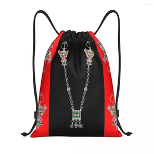 Shopping Bags Custom Kabyle Jewelry Drawstring Backpack Lightweight Amazigh Carpet Berber Gym Sports Sackpack Sacks For Training