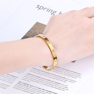 Classic Design Gold Silver Rose Colors Bracelets Titanium Steel Diamond Bracelet for Women's Men's LOVE Bangle with Scre185p